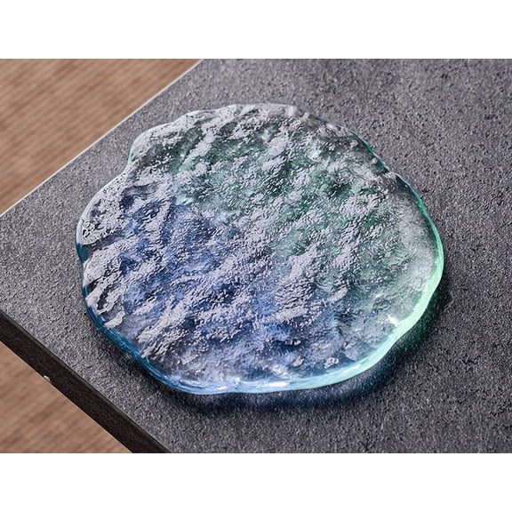 Frosted Irregular Glacier Textured Glass Teacup, Handmade Wavy Rim Small Drinking Cup 60ml for Whiskey Tea Sake Espresso, Decorative Art Glass Drinkware for Home Bar Kitchen