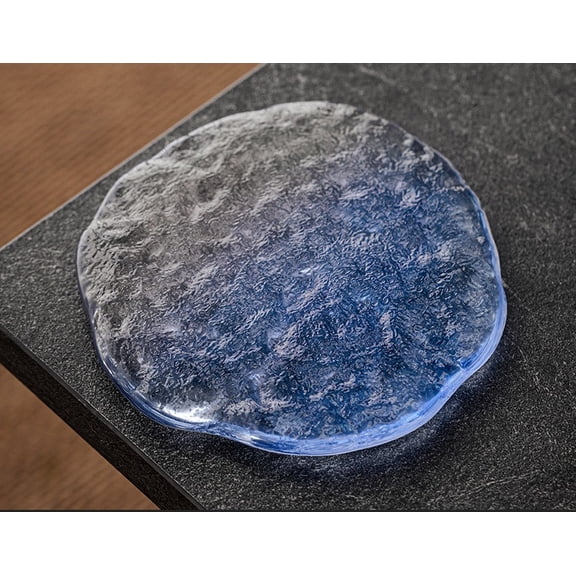 Frosted Irregular Glacier Textured Glass Teacup, Handmade Wavy Rim Small Drinking Cup 60ml for Whiskey Tea Sake Espresso, Decorative Art Glass Drinkware for Home Bar Kitchen