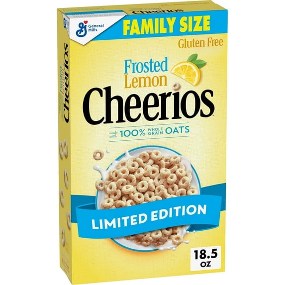 Frosted Lemon Cheerios Cereal, Gluten Free, Limited Edition, Family Size, 18.5 oz(pack of 2)