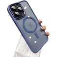 thumbnail image 1 of Frosted Matte Metal Camera Lens Protection  Case for iPhone, Compatible with MagSafe Wireless Charging (Blue,iPhone 14 Plus), 1 of 5