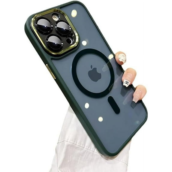 Frosted Matte Metal Camera Lens Protection Case for iPhone, Compatible with MagSafe Wireless Charging (Green,iPhone 12 Pro)