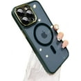 thumbnail image 1 of Frosted Matte Metal Camera Lens Protection  Case for iPhone, Compatible with MagSafe Wireless Charging (Green,iPhone 15 Plus), 1 of 6
