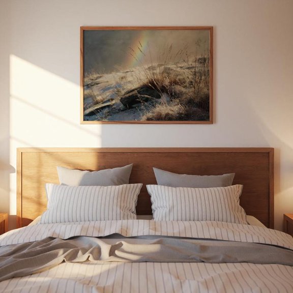 Frosted Meadow Rainbow Earthy Winter Grass Quiet Natural Scene