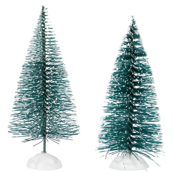 Northlight Frosted Mini Bottle Brush Pine Christmas Village Trees - 4" - Set of 2