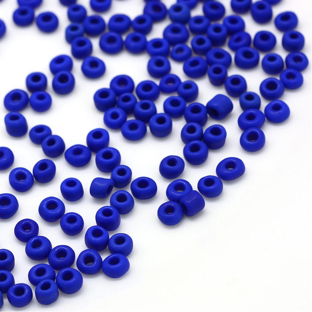 Frosted Opaque Glass Seed Beads Round Blue 4~5x2.5~5mm Hole: 1mm about 4500pcs/bag 440~450g/bag