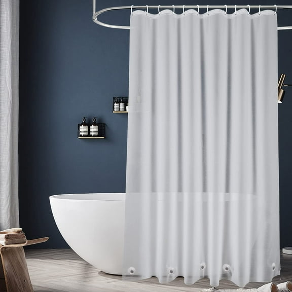 Frosted PEVA Plastic Shower Curtain Liner 74 inch Long Length,Waterproof Opaque Shower Liner with 5 Bottom Magnets No Smells with Rustproof Grommets