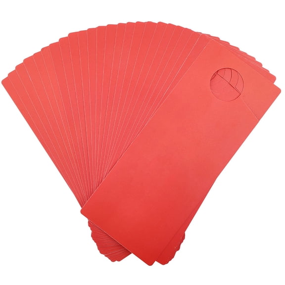 Frosted PVC Blank Doorknob Labels for Home Office Hotel Restaurant Rectangle Red 20.3x8.2x0.038cm Hole: 3.175cm