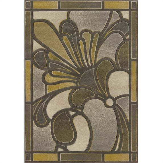 United Weavers Frosted Pane Area Rug, Grey Mustard, 5'3" x 7'6"