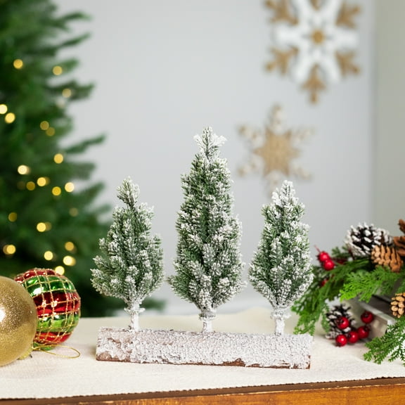 Northlight Frosted Pine Tree Trio Christmas Decoration - 8" - Unlit