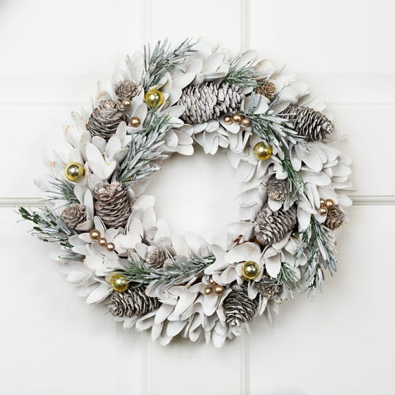 Frosted Pinecone and Pine Sprigs Artificial Christmas Wreath - 14" - Unlit