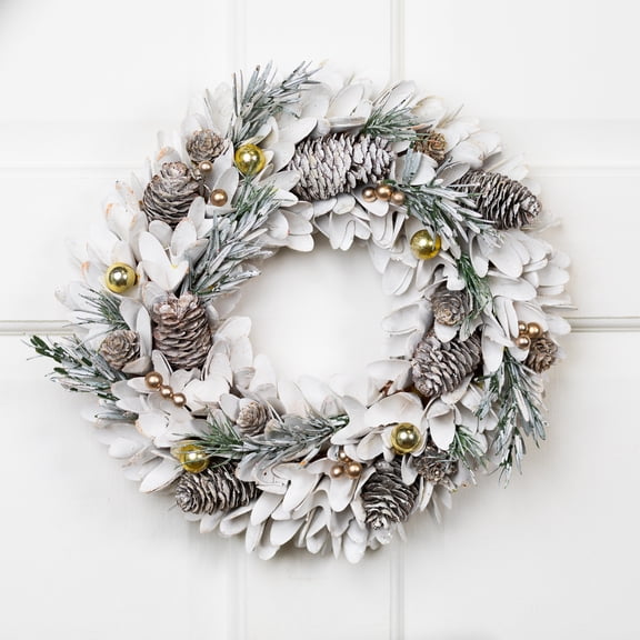 Frosted Pinecone and Pine Sprigs Artificial Christmas Wreath - 14" - Unlit