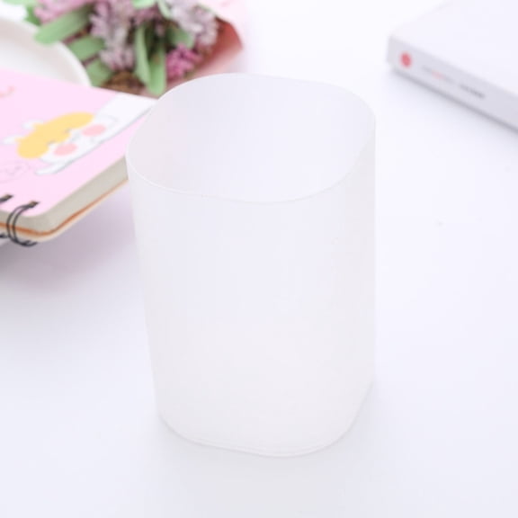 Frosted Plastic Desktop Pen Holder, Minimalist Smooth Edge Stable Base Multi-Functional Stationery Storage Cup for Office Makeup Brush Small Gadget Organizer,2.76"×3.94",1PC,White