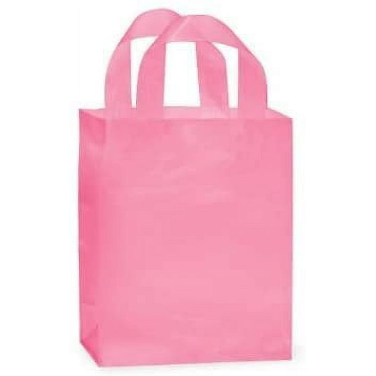 Frosted Plastic Shopping Bags with Handles, 16x6x12 / White / 100 PCS.