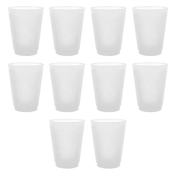 Frosted Plastic Stadium Cups, 10 pack, 16 oz. Shatterproof Flexible Reusable Party Cups, Natural