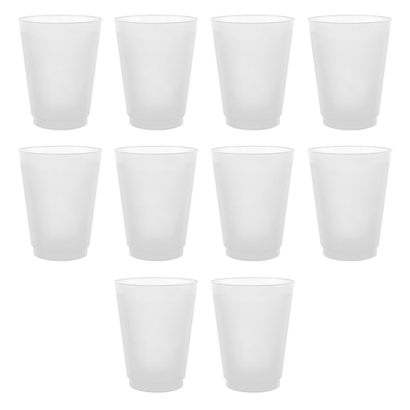 Frosted Plastic Stadium Cups, 10 pack, 16 oz. Shatterproof Flexible Reusable Party Cups, Natural