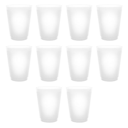 Frosted Plastic Stadium Cups, 10 pack, 16 oz. Shatterproof Flexible Reusable Party Cups, Pearl White