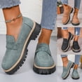 thumbnail image 1 of Frosted Round Head Loafers Casual Mid Heel Thick Bottom Shoes for Women Stylish Vintage Design for Everyday Wear, 1 of 10
