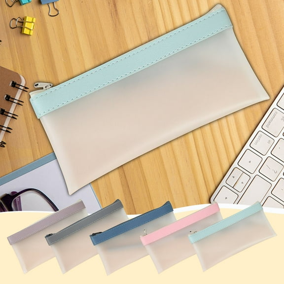 Frosted Semi-Transparent Thickened Pencil Case | Matte Translucent Stationery Bag | Large Capacity Zipper Pouch | Durable Portable Multi-Purpose Organizer for Office Artist Professional | 1 Pack
