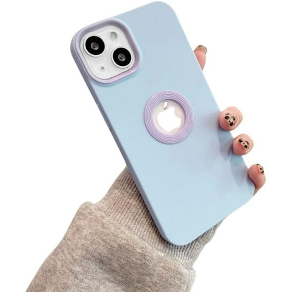 Frosted Skin Feeling Leakage Label Phone Case, Two-Color Soft Wrapped Edge, Shockproof and Wear-Resistant for iPhone 15 14 13 12 11 Pro Max Plus XS XR 7 8 Phone Case (Blue,iPhone 14 Plus)