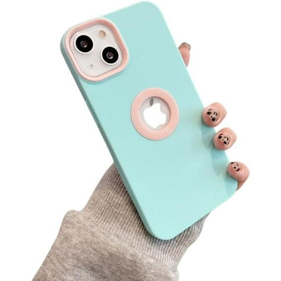 Frosted Skin Feeling Leakage Label Phone Case, Two-Color Soft Wrapped Edge, Shockproof and Wear-Resistant for iPhone 15 14 13 12 11 Pro Max Plus XS XR 7 8 Phone Case (Light Cyan,iPhone 13)