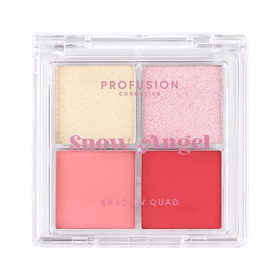 Profusion Cosmetics Frosted Snow Sparkle Snow Angel Eyeshadow, 4-Color Holiday Palette with Buildable Long-Wear Formula & Rich Pigmented Shimmer Finish, 0.21oz