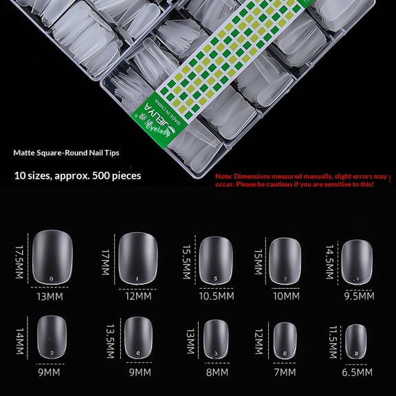 Frosted Squoval Nail Tips Nail Tips: 500PCS Long-length Fake Nails Soft Press On Gel Nail Tips  Home Nail Extension Full Cover, 10 Sizes Acrylic Gelly Tips