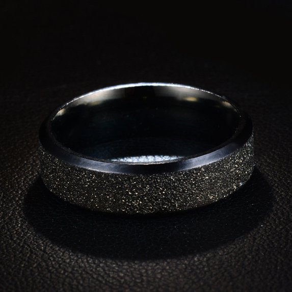 Frosted Stainless Steel Ring 6mm Unisex Band Gift Box