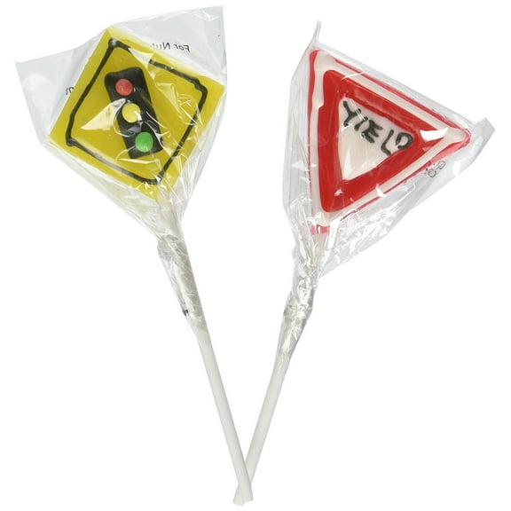 Fun Express Frosted Street Sign Suckers - Colorful Edible Lollipops for Parties Events Special Occasions - Fun Treats for Kids Birthdays & Themed Celebrations - Party Favors & Goodie Bags - 12 Pieces