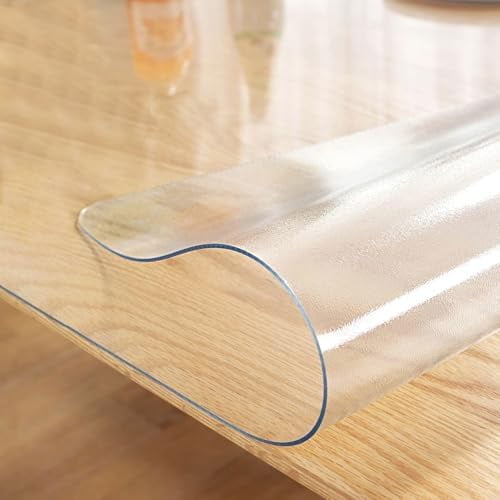 Frosted Table Cover Protector 40 x 72 Inch, 1.5mm Thick Plastic Table Cover, Table Protector for Dining Room Table, Waterproof Vinyl Tablecloth Table Pad Mat for Kitchen, Writing Desk