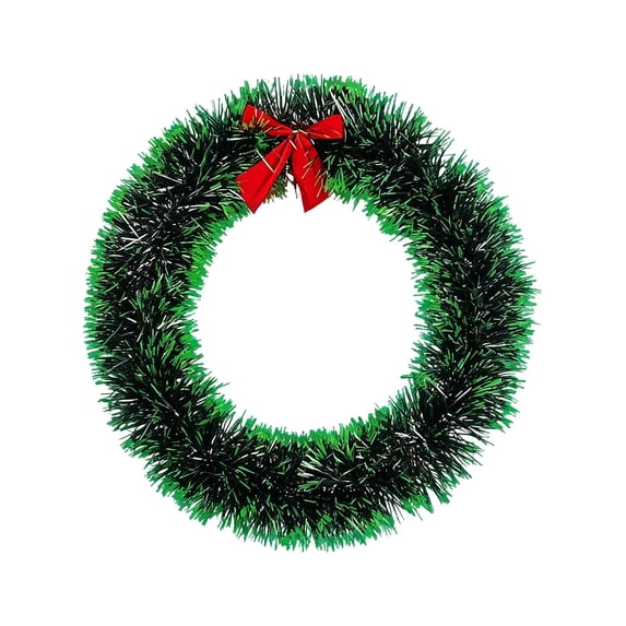 Frosted Tinsel Christmas Wreath with Snowy Tips for Window Door Decor