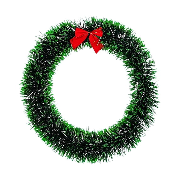 Frosted Tinsel Christmas Wreath with Snowy Tips for Window Door Decor