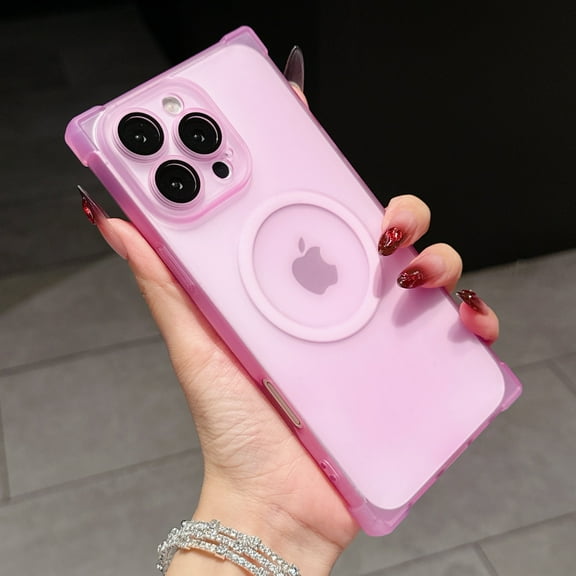 Frosted Translucent Case for iPhone 14 Pro Max, Slim Lightweight Shockproof Cover, Compatible with MagSafe, with Lens Protector, Anti-Fingerprint Protective Case for iPhone 14 Pro Max, Pink