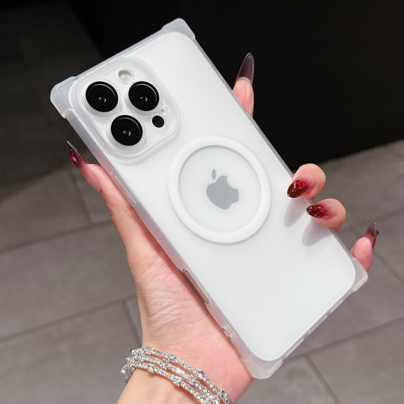 Frosted Translucent Case for iPhone 14 Pro, Slim Lightweight Shockproof Cover, Compatible with MagSafe, with Lens Protector, Anti-Fingerprint Protective Case for iPhone 14 Pro, White