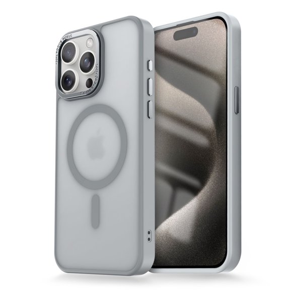 Frosted Translucent Case for iPhone 15, Luxury Ultra Slim TPU + PC Protective Anti-Fingerprint Anti-Scratch Lightweight Drop Protective Phone Case for iPhone 15, Gray