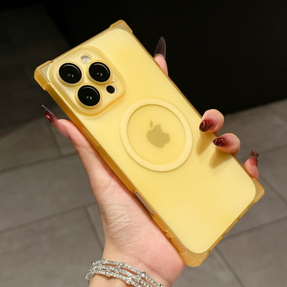 Frosted Translucent Case for iPhone 15 Plus, Slim Lightweight Shockproof Cover, Compatible with MagSafe, with Lens Protector, Anti-Fingerprint Protective Case for iPhone 15 Plus, Gold