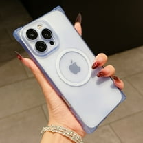 Frosted Translucent Case for iPhone 15, Slim Lightweight Shockproof Cover, Compatible with MagSafe, with Lens Protector, Anti-Fingerprint Protective Case for iPhone 15, Blue