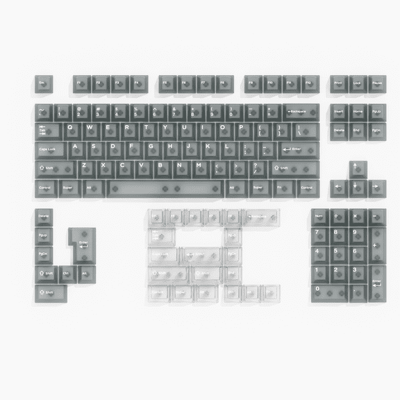 Frosted Translucent PC Keycap Set, 132 Keys Full Shine-Through Cherry Profile Keycaps Compatible with Wooting 60HE/Magnetic Switch Keyboards, Universal MX Stem
