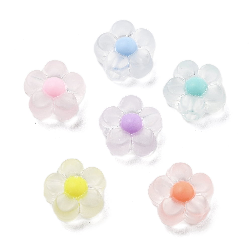 Frosted Transparent Acrylic Beads Bead in Bead Flower Mixed Color 12x12.5x6mm Hole: 3mm about 961pcs/500g DIY