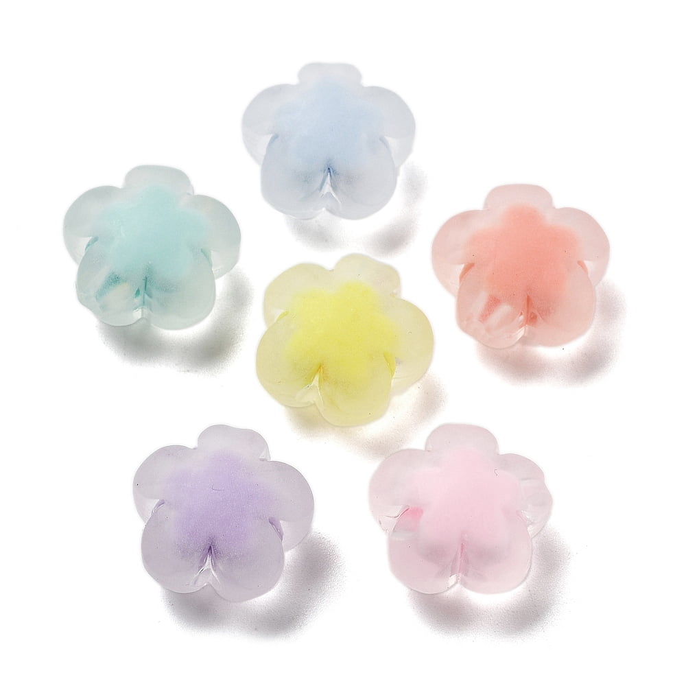Frosted Transparent Acrylic Beads Bead in Bead Flower Mixed Color 16.5x17x10.5mm Hole: 3mm about 301pcs/500g DIY