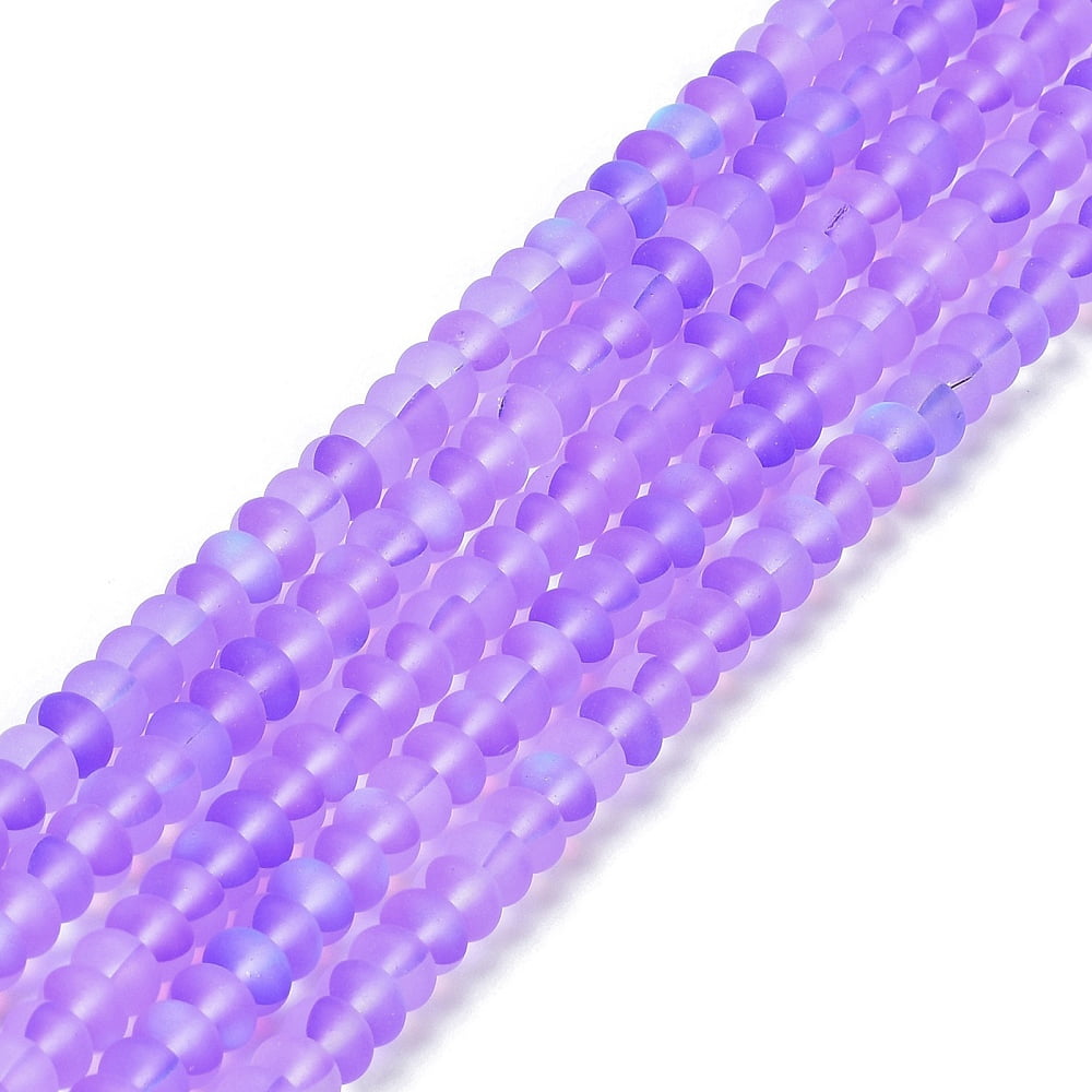 Frosted Transparent Glass Beads Strands Rondelle Lilac 8x5mm Hole: 1mm about 75pcs/strand 14.96''(38cm)