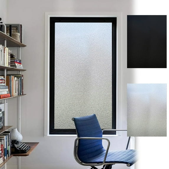 Frosted Window Film Peep Proof | Privacy Glass Cling for Home Office Bathroom | Electrostatic No | Heat Control, UV Blocking, Clear/Black | 78.7"x15.7" | Easy Application, Reusable, Modern Decor