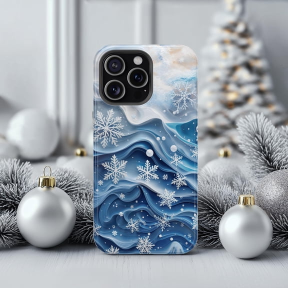 Frosted Winter Snowflake Phone Case Elegant Ice Theme for iPhone 17 through 11 Pro Max