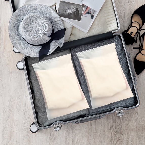 Frosted Zipper Storage Bags Reusable Plastic Travel Pouches for Underwear Socks Swimwear Waterproof Clothes Organizers for Drawer or Luggage 3 Sizes 2 Pack