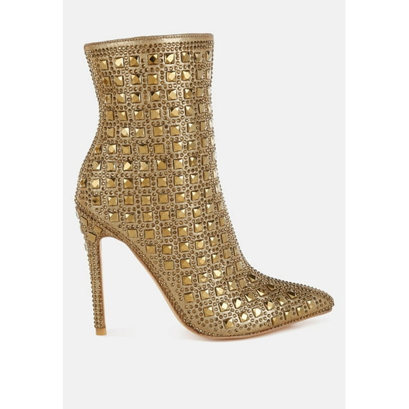 Frostin Pointed Toe Rhinestones Stiletto Boots