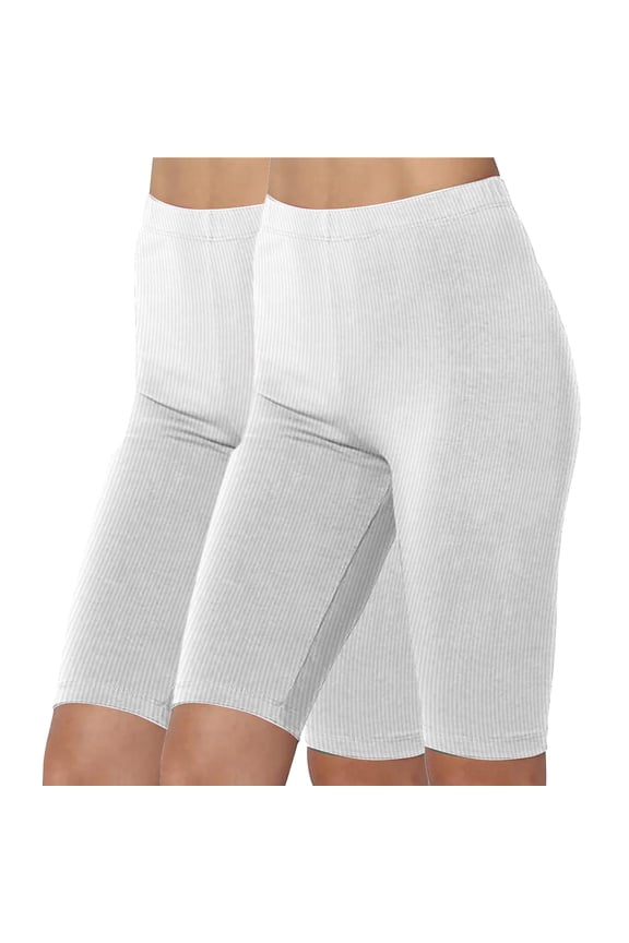 2 Pack Yoga Shorts for Women High Waisted Stretchy Shorts Solid Color Ribbed Knit Shorts Comzy Slim Fit Sport Shorts Womens Gifts