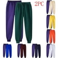 thumbnail image 1 of Frostluinai 2 Psc Fleece Sweatpants for Women Elastic Waist Drawstring Sweat Pants Solid Casual Athletic Joggers with Pocket, 1 of 3
