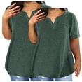 thumbnail image 1 of Frostluinai 2PCS Plus Size Tops for Women Short Sleeve V Neck Casual T Shirts Basic Solid Workout Shirts Loose Fit Going Out Tees with Pocket, 1 of 4