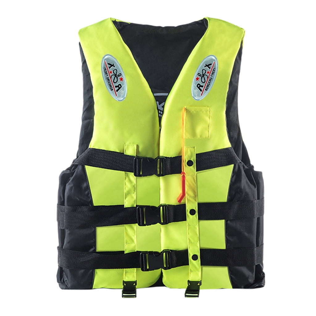 Frostluinai Adult Adjustable Life Jacket, 300 D Polyester Oxford Cloth/EPE Yellow, L