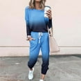 thumbnail image 1 of Frostluinai Athleisure Sets Women 2 Piece Trendy Gradient Tracksuits Long Sleeve Shirts Drawstring Joggers Plus Size Color Block Lounge Sets, 1 of 5