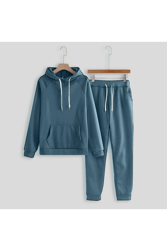 Athletic Sets for Women Solid Hoodies Sweatpants 2 Piece Set Long Sleeve Sweatshirt High Waist Long Pants Fall Sweatsuit with Pocket